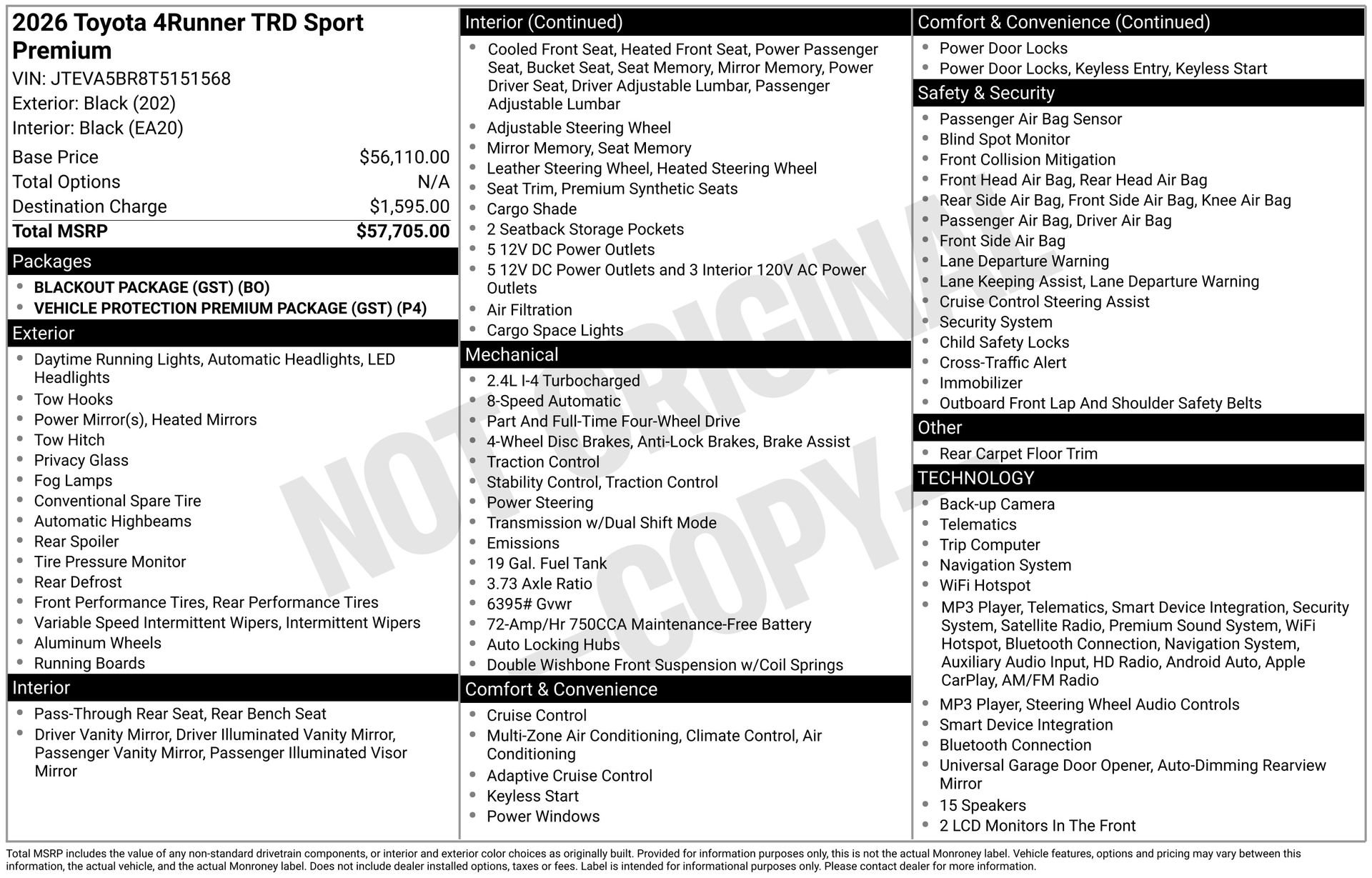 New 2026 Toyota 4Runner TRD Sport Premium AWD/4WD image 1