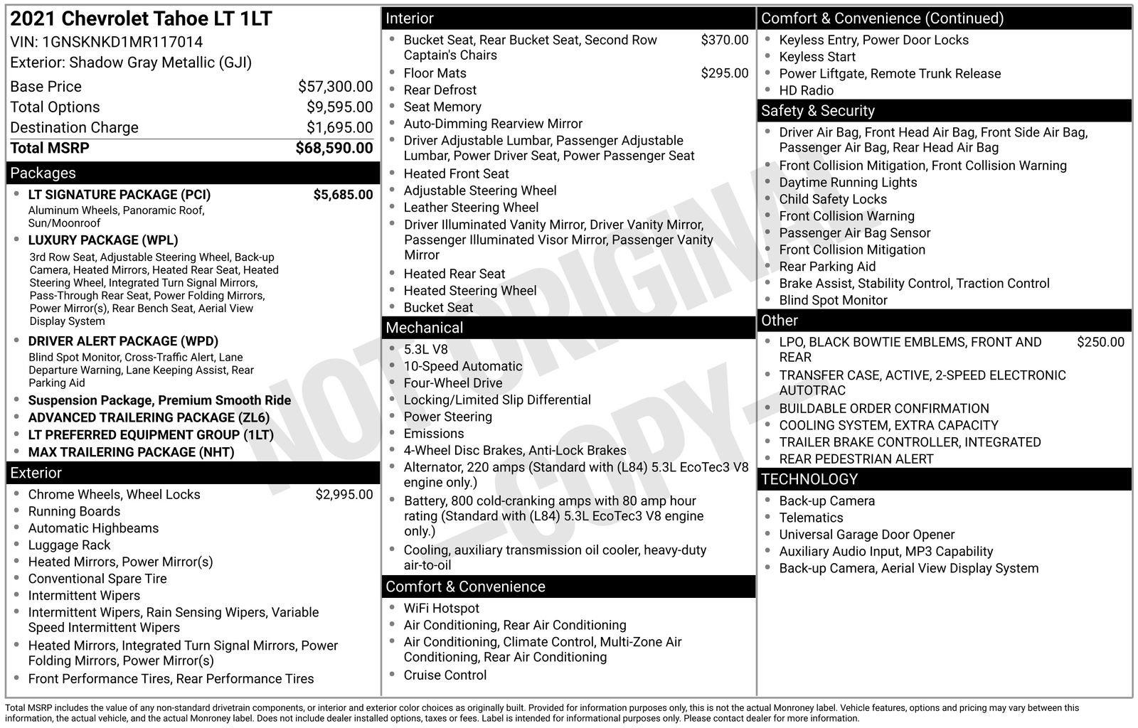 Used 2021 Chevrolet Tahoe LT w/ LT Signature Package AWD/4WD image 5