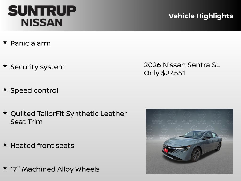 New 2026 Nissan Sentra SL w/ Floor Mat Package FWD image 30