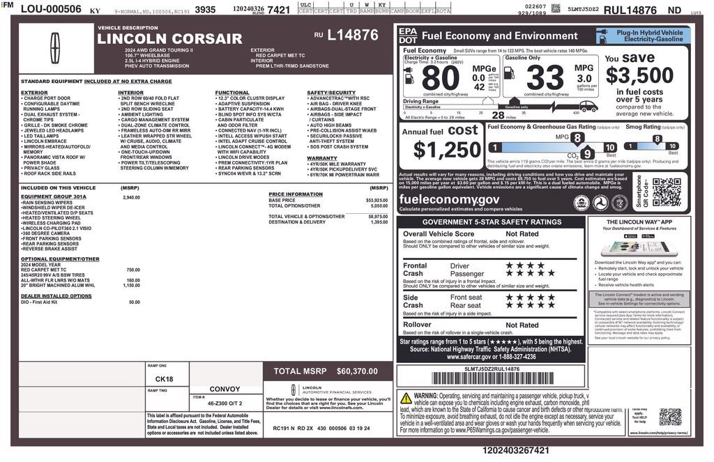 New 2024 Lincoln Corsair Grand Touring w/ Equipment Group 301A AWD/4WD image 31