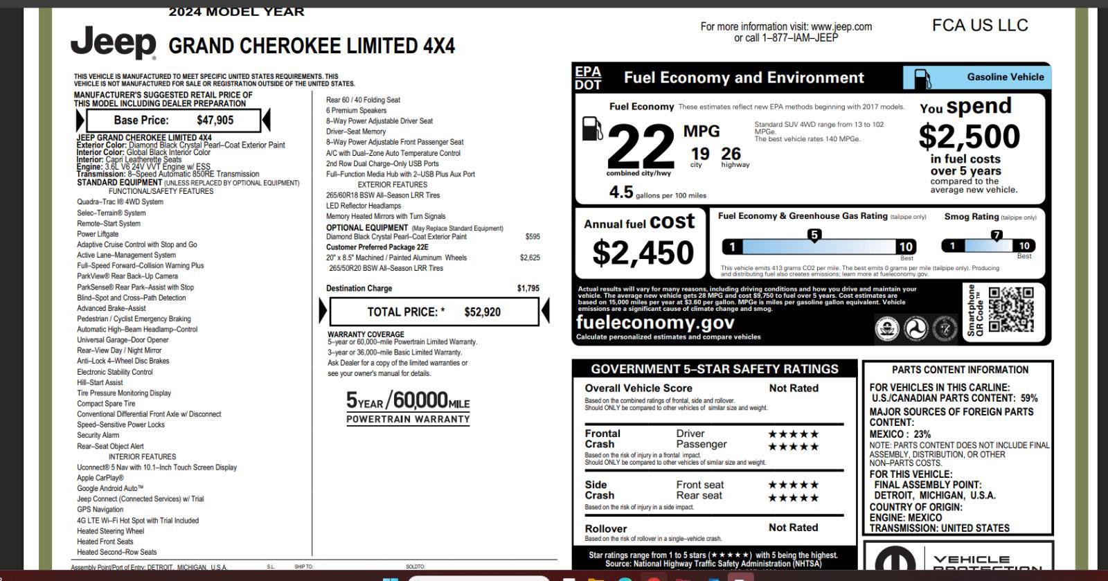 Used 2024 Jeep Grand Cherokee Limited AWD/4WD image 4
