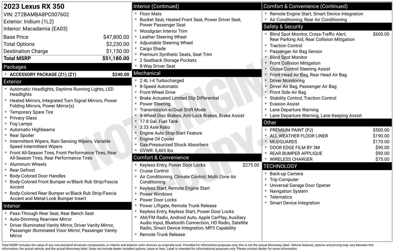 Used 2023 Lexus RX 350 FWD w/ Accessory Package (Z1) image 33