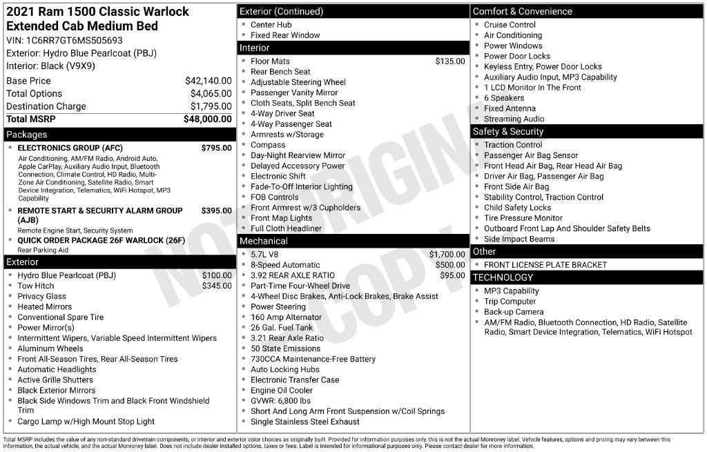 Used 2021 RAM 1500 Warlock w/ Electronics Group AWD/4WD image 29