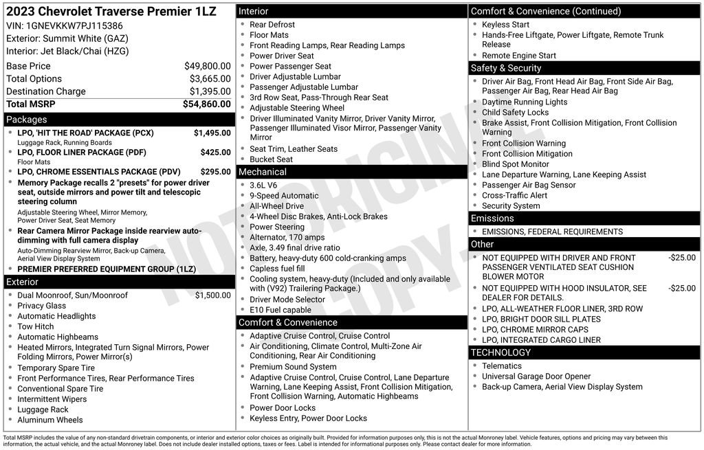 Used 2023 Chevrolet Traverse Premier w/ LPO, 'HIT The Road' Package image 27