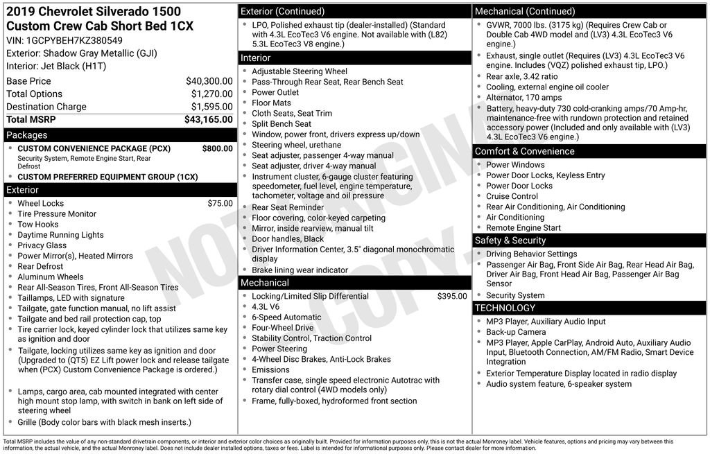 Used 2019 Chevrolet Silverado 1500 Custom w/ Custom Convenience Package AWD/4WD image 23