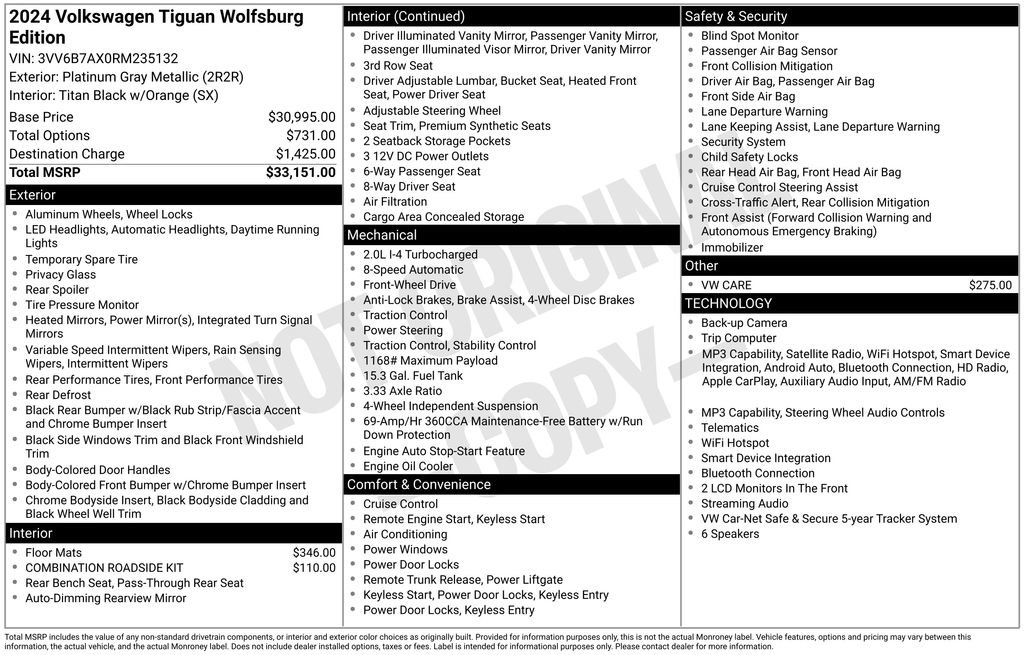 Used 2024 Volkswagen Tiguan Wolfsburg Edition FWD image 32