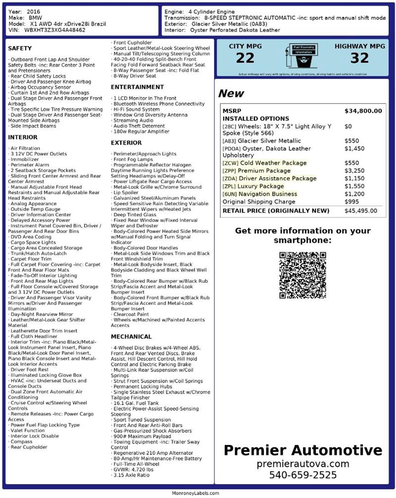 Used 2016 BMW X1 xDrive28i w/ Premium Package image 2