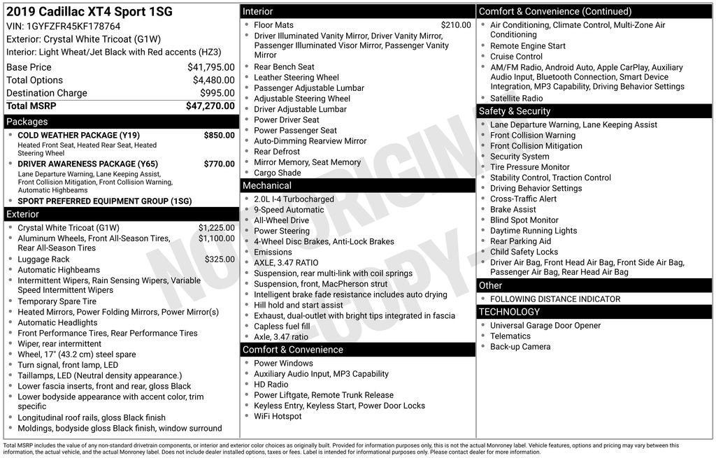 Used 2019 Cadillac XT4 Sport w/ Cold Weather Package image 6