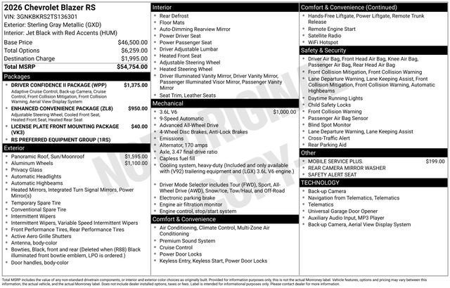 New 2026 Chevrolet Blazer RS w/ Driver Confidence II Package AWD/4WD image 28