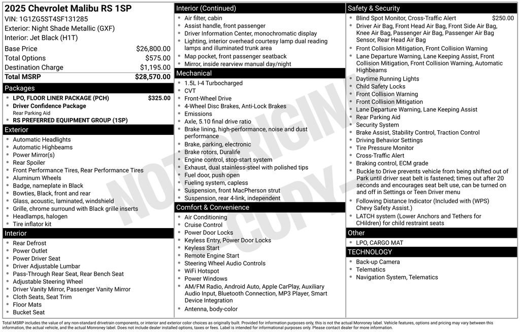 Used 2025 Chevrolet Malibu RS w/ LPO, Floor Liner Package image 49