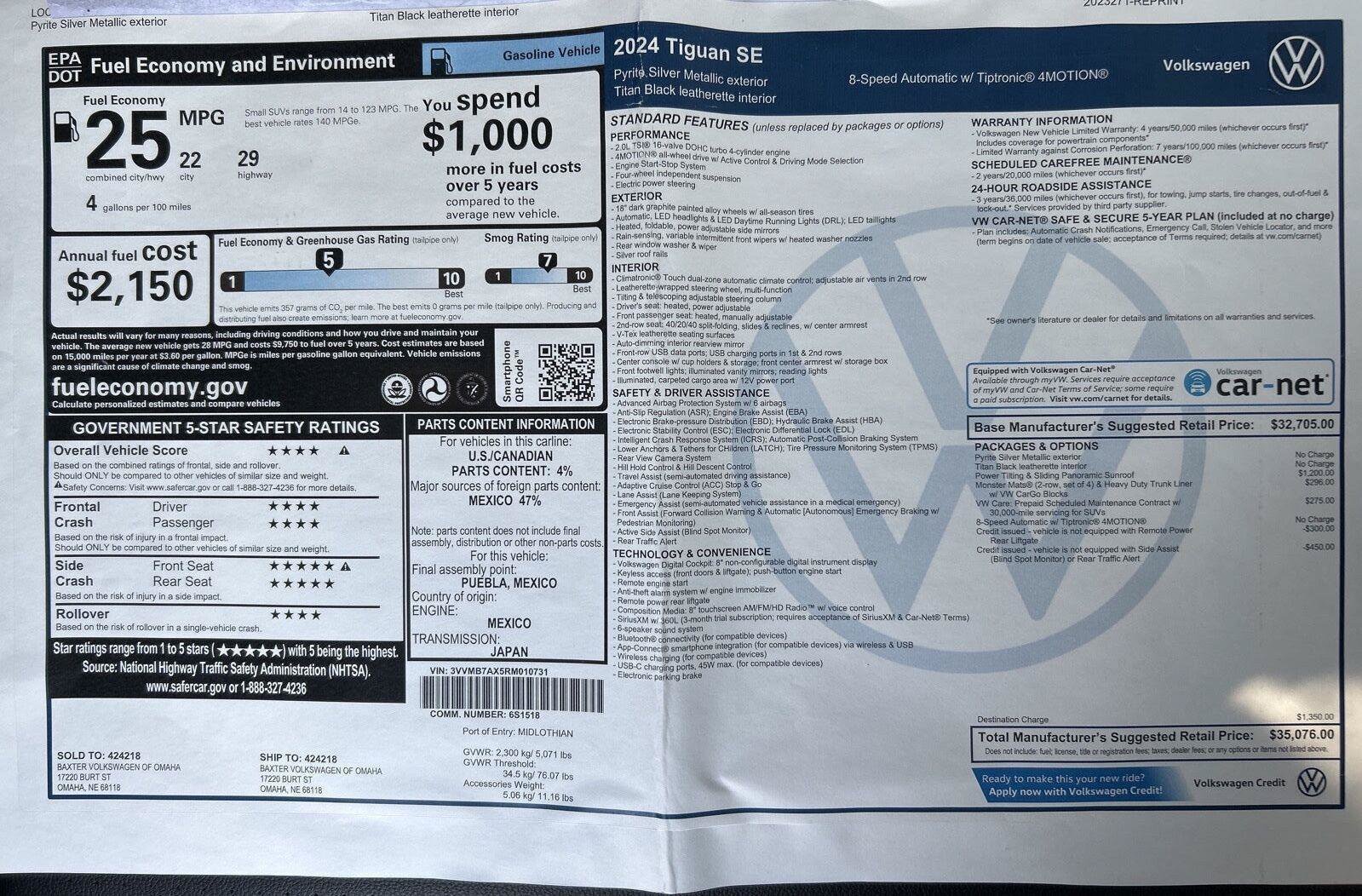 Certified 2024 Volkswagen Tiguan SE AWD/4WD image 23