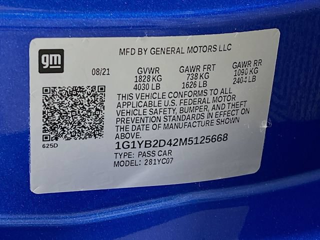 Used 2021 Chevrolet Corvette Stingray Preferred Cpe w/ Battery Protection Package RWD image 14
