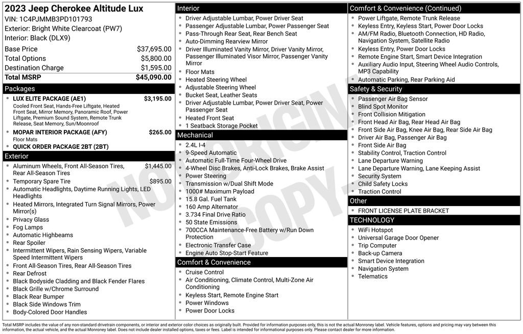 Certified 2023 Jeep Cherokee Altitude Lux w/ Lux Elite Package AWD/4WD image 28