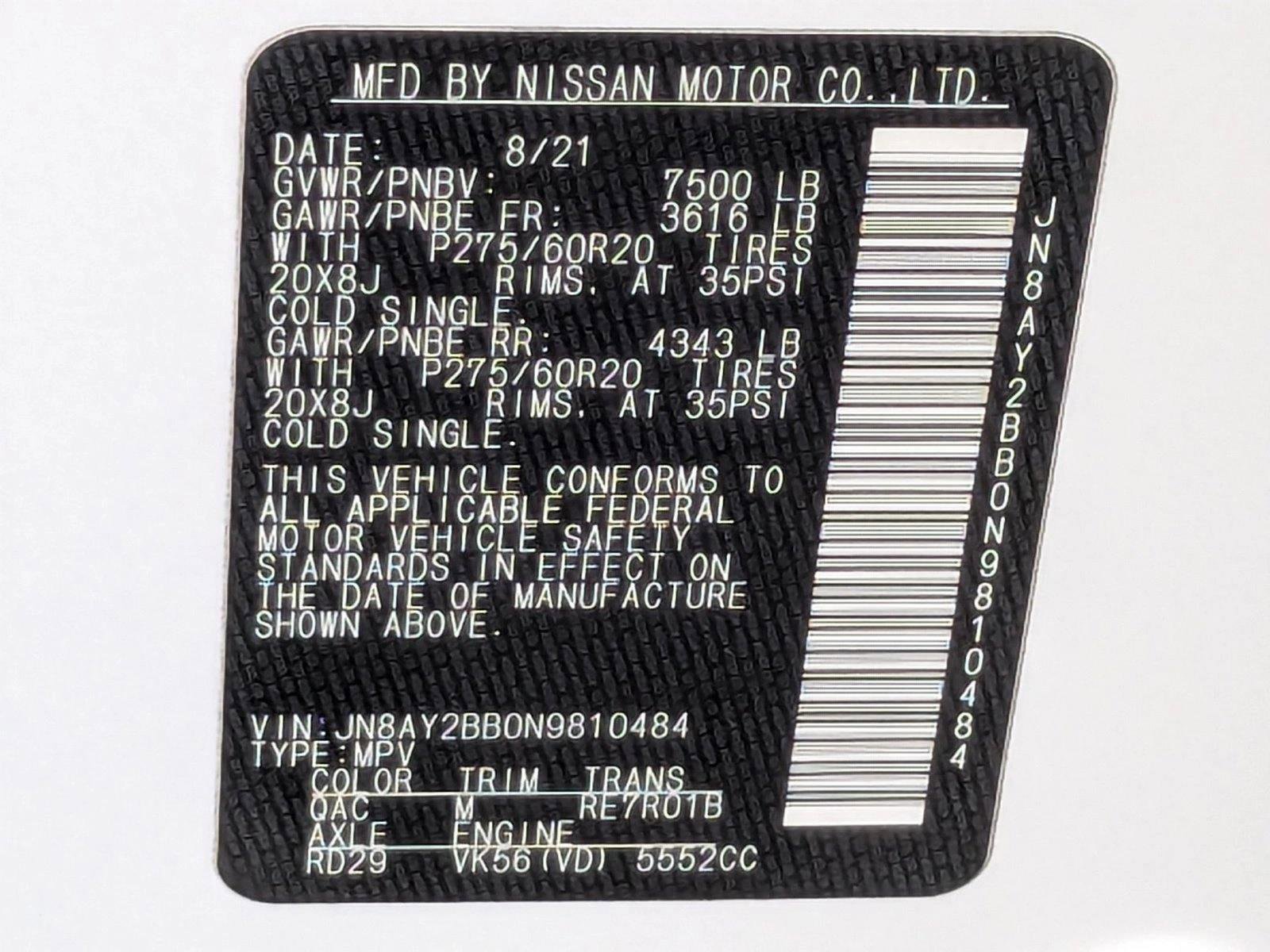 Certified 2022 Nissan Armada SL w/ Captain's Chairs Package AWD/4WD image 26