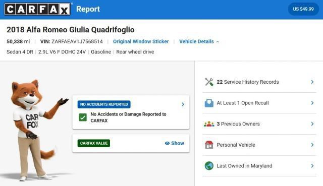 Used 2018 Alfa Romeo Giulia Quadrifoglio w/ Driver Assist Dynamic Package RWD image 7