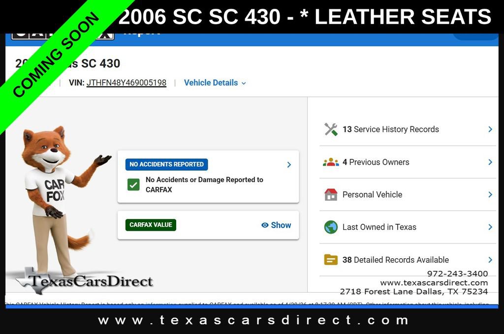 Used 2006 Lexus SC 430 Convertible RWD image 8