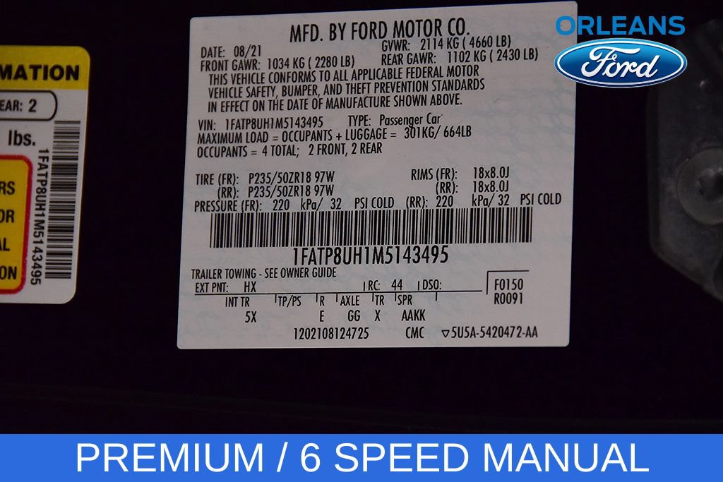 Used 2021 Ford Mustang Premium w/ Equipment Group 201A RWD image 14