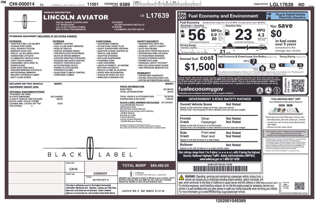 Used 2020 Lincoln Aviator Black Label Grand Touring w/ Class IV Trailer Tow Package image 39