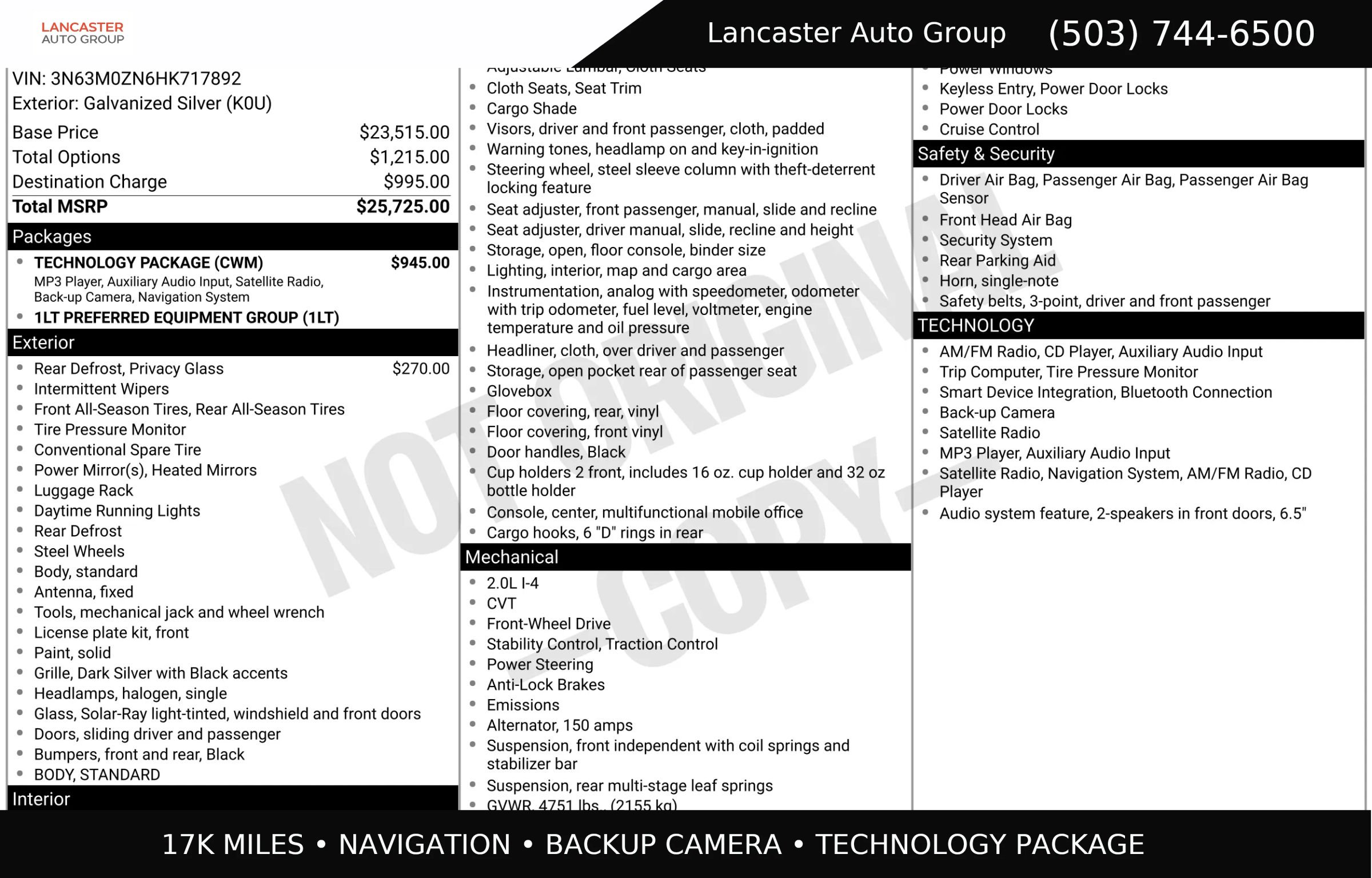 Used 2017 Chevrolet City Express LT w/ Technology Package FWD image 2