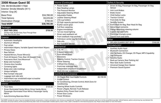 Used 2008 Nissan Quest SE w/ Seat Pkg FWD image 2