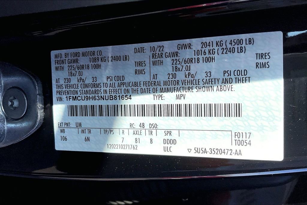 Used 2022 Ford Escape SEL w/ Technology Package AWD/4WD image 21