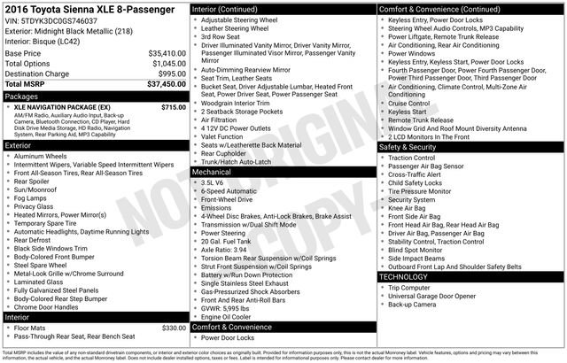 Used 2016 Toyota Sienna XLE w/ XLE Navigation Package FWD image 35