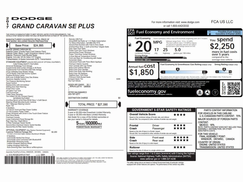 Used 2017 Dodge Grand Caravan SE image 2