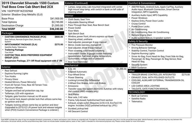 Used 2019 Chevrolet Silverado 1500 Custom Trail Boss w/ Custom Convenience Package AWD/4WD image 5