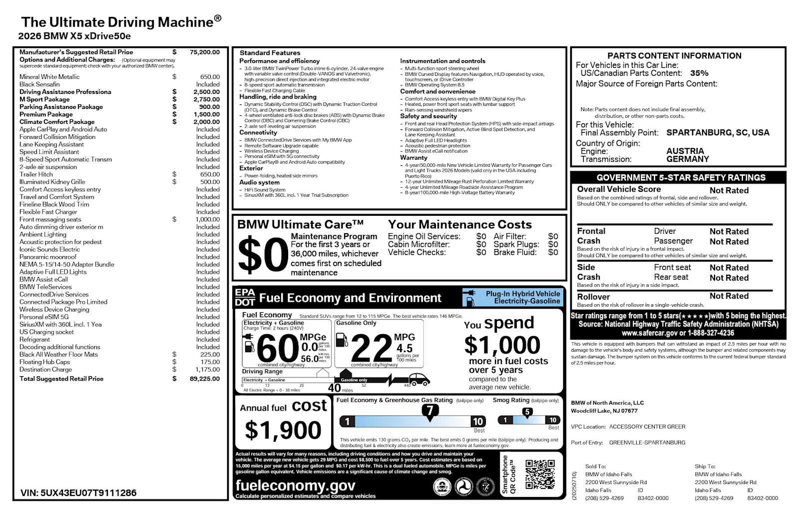 Used 2026 BMW X5 xDrive50e w/ M Sport Package image 12
