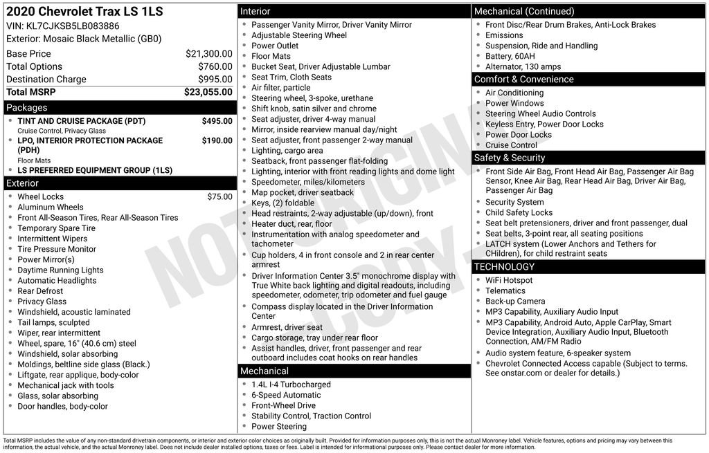 Used 2020 Chevrolet Trax LS w/ Tint and Cruise Package FWD image 10