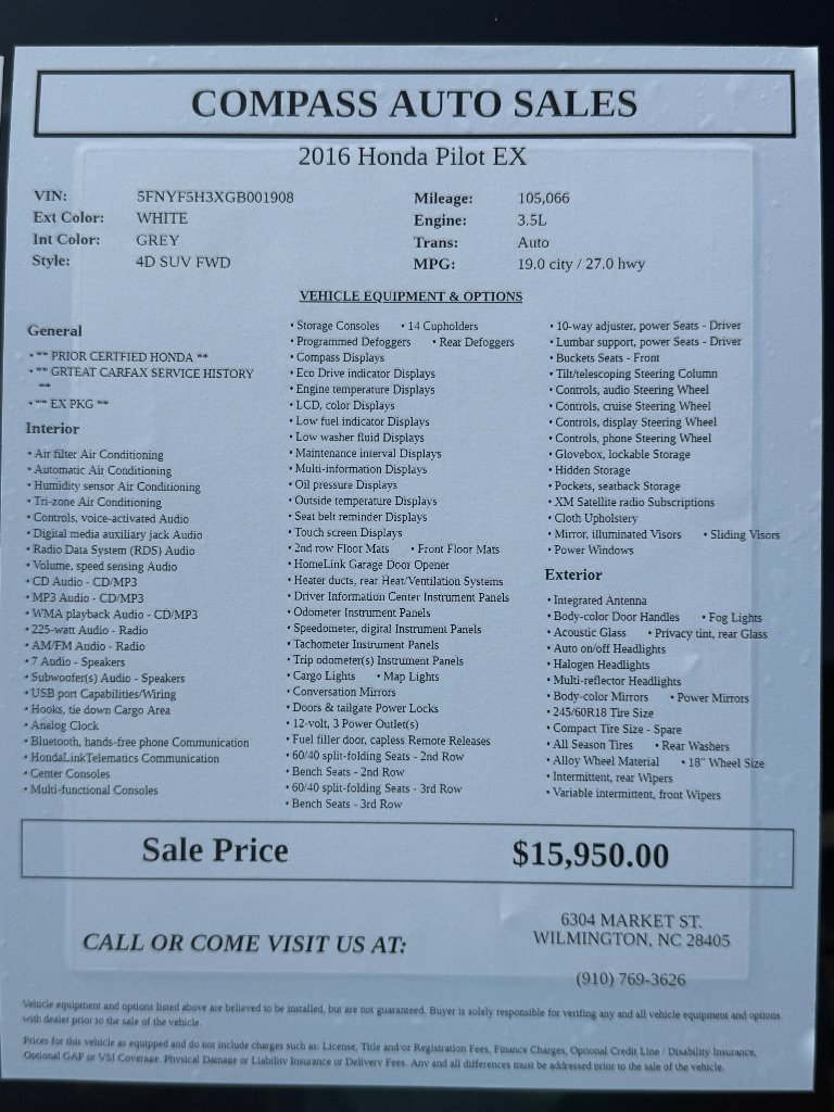 Used 2016 Honda Pilot EX image 9