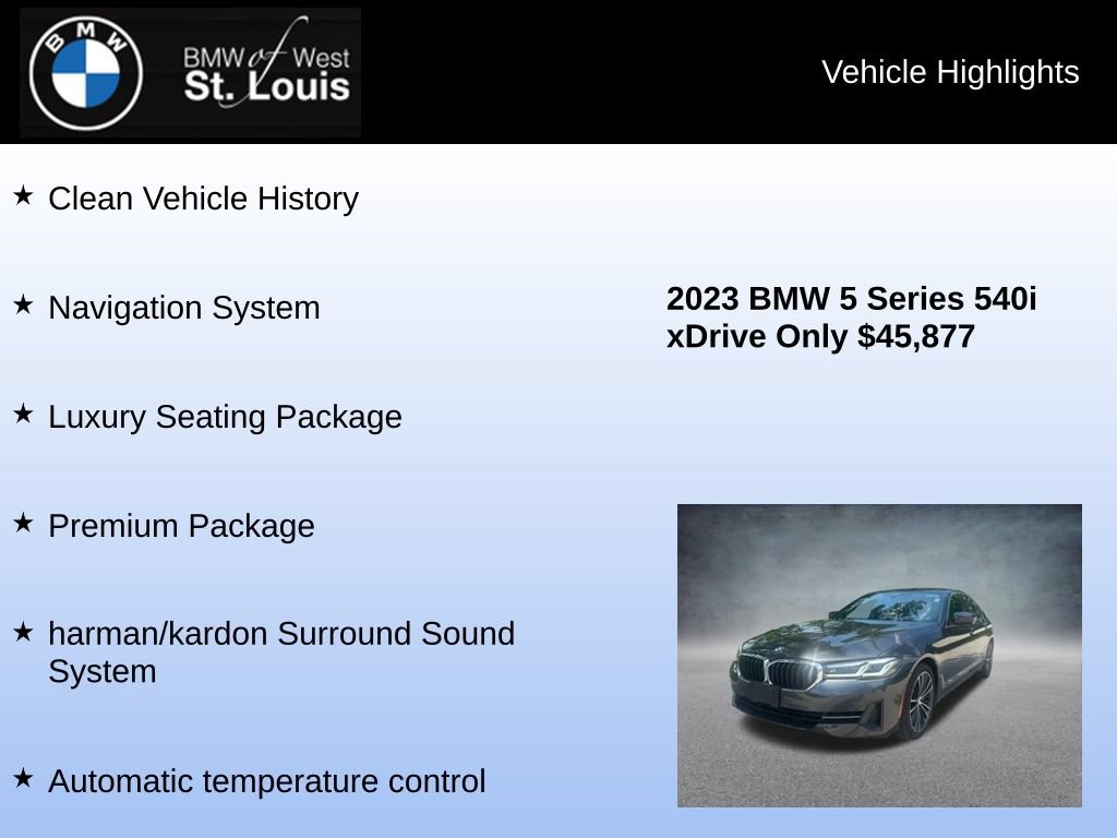 Used 2023 BMW 540i xDrive w/ Premium Package AWD/4WD image 9
