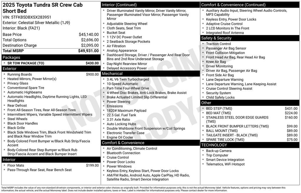 Used 2025 Toyota Tundra SR w/ SR Tow Package image 10