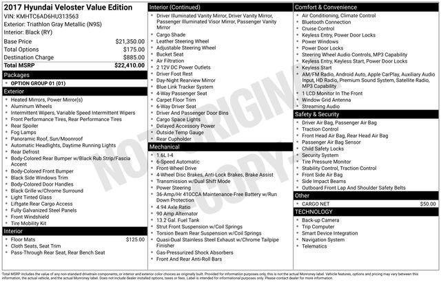 Used 2017 Hyundai Veloster Value Edition image 18