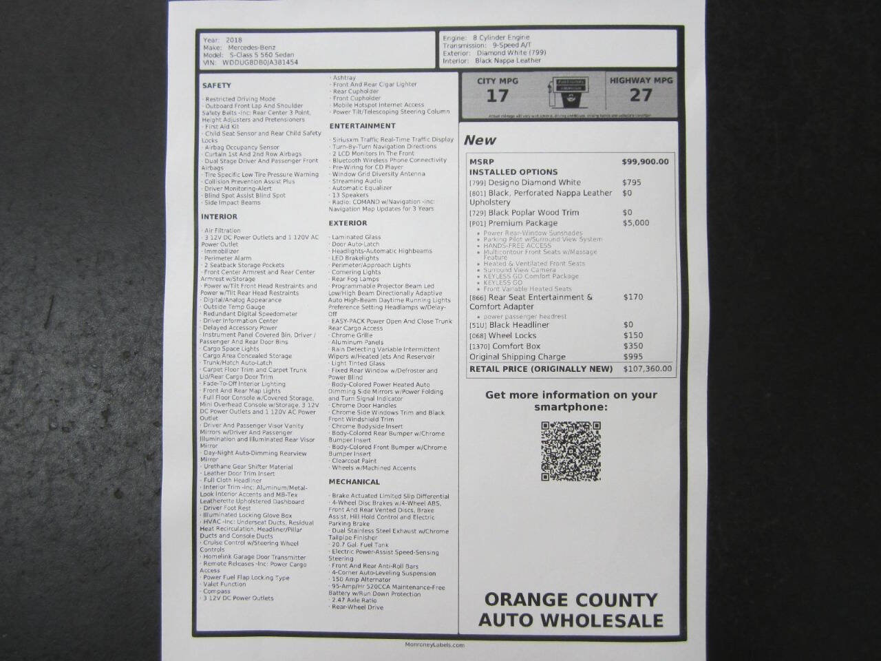 Used 2018 Mercedes-Benz S 560 Sedan image 37