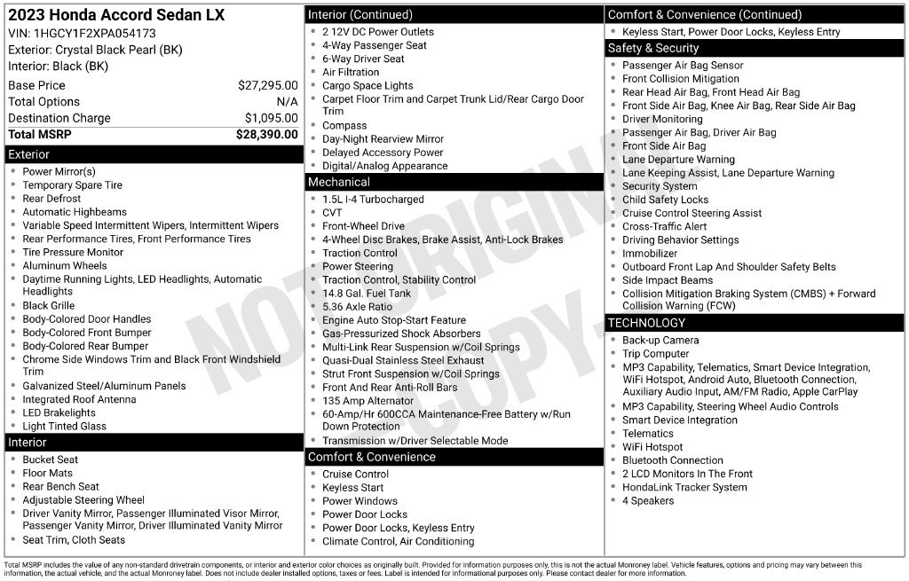 Used 2023 Honda Accord LX image 10