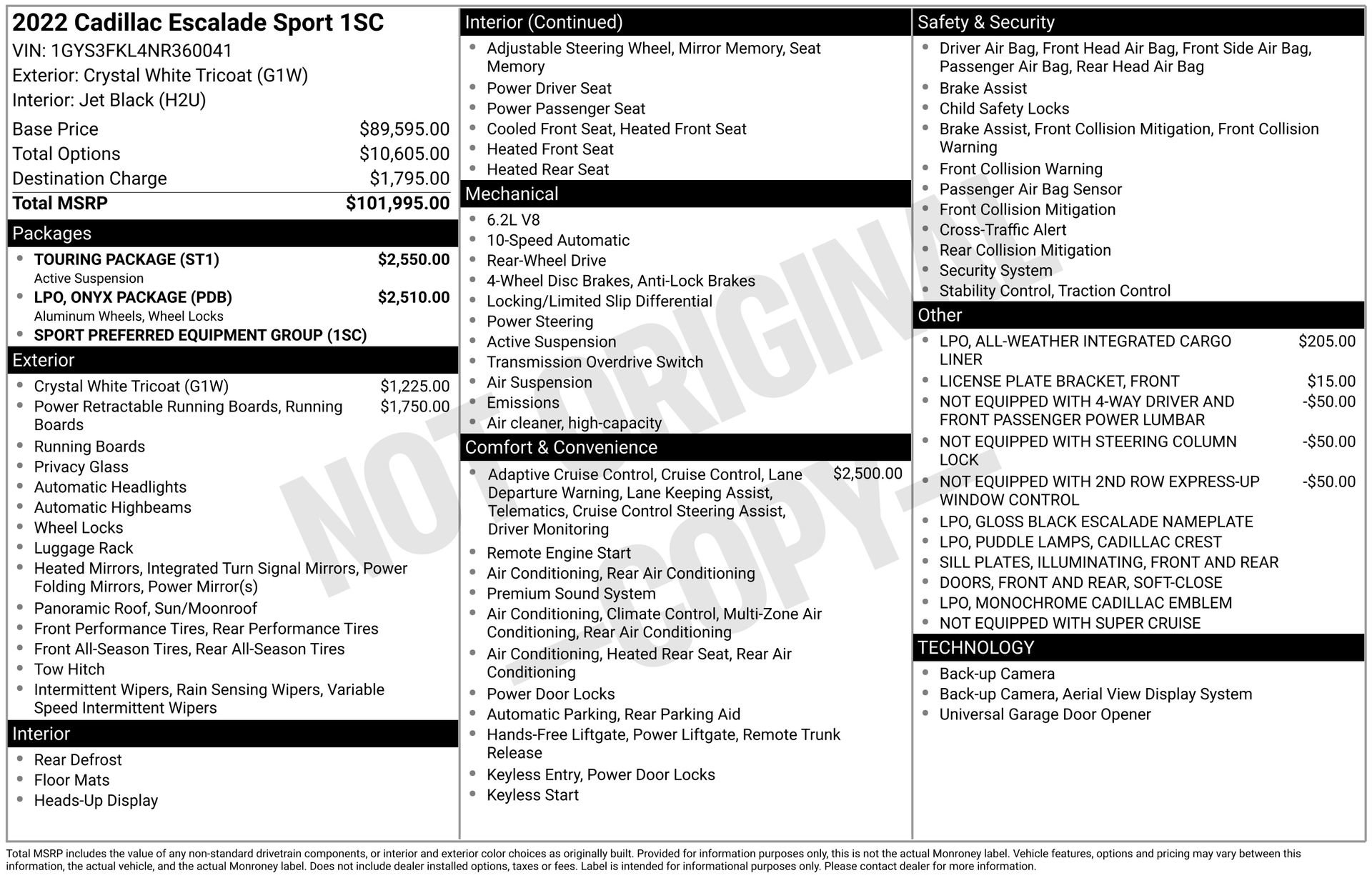 Used 2022 Cadillac Escalade Sport w/ Touring Package