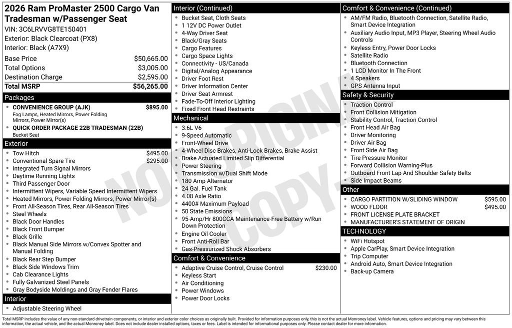 New 2026 RAM ProMaster 2500 w/ Convenience Group image 3