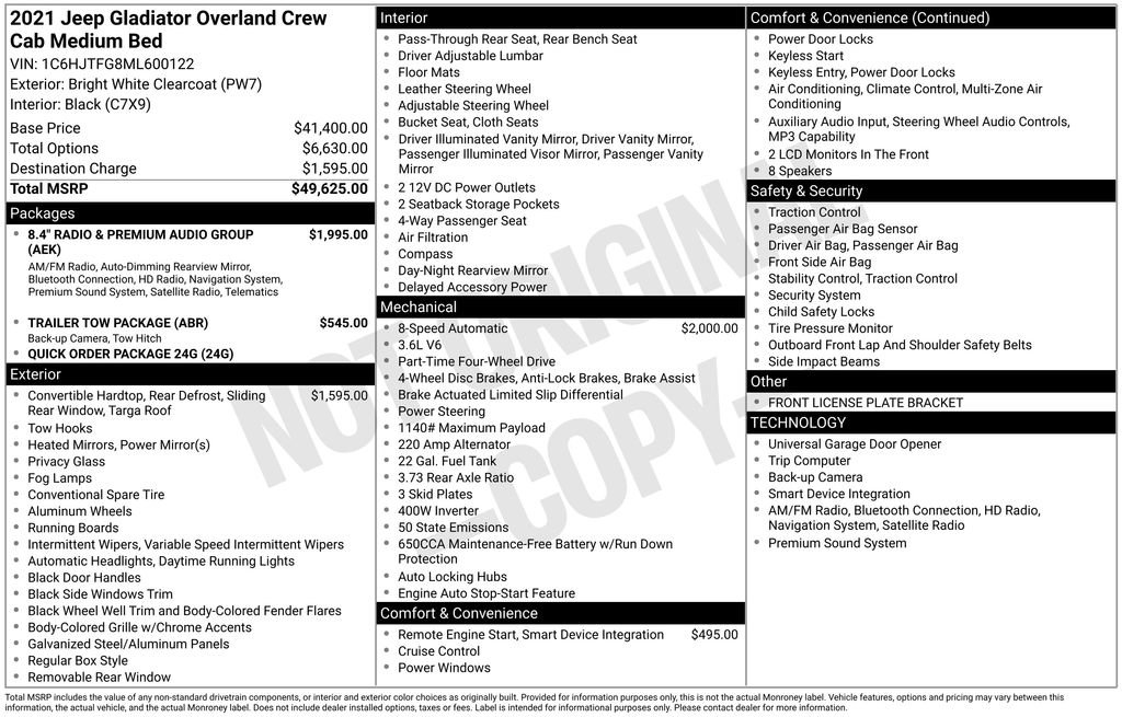 Used 2021 Jeep Gladiator Overland AWD/4WD image 40