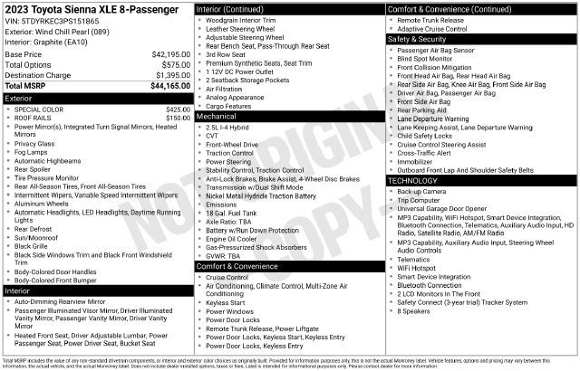 Used 2023 Toyota Sienna XLE FWD image 2