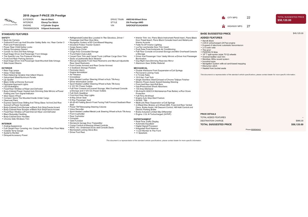 Used 2018 Jaguar F-PACE Prestige image 9