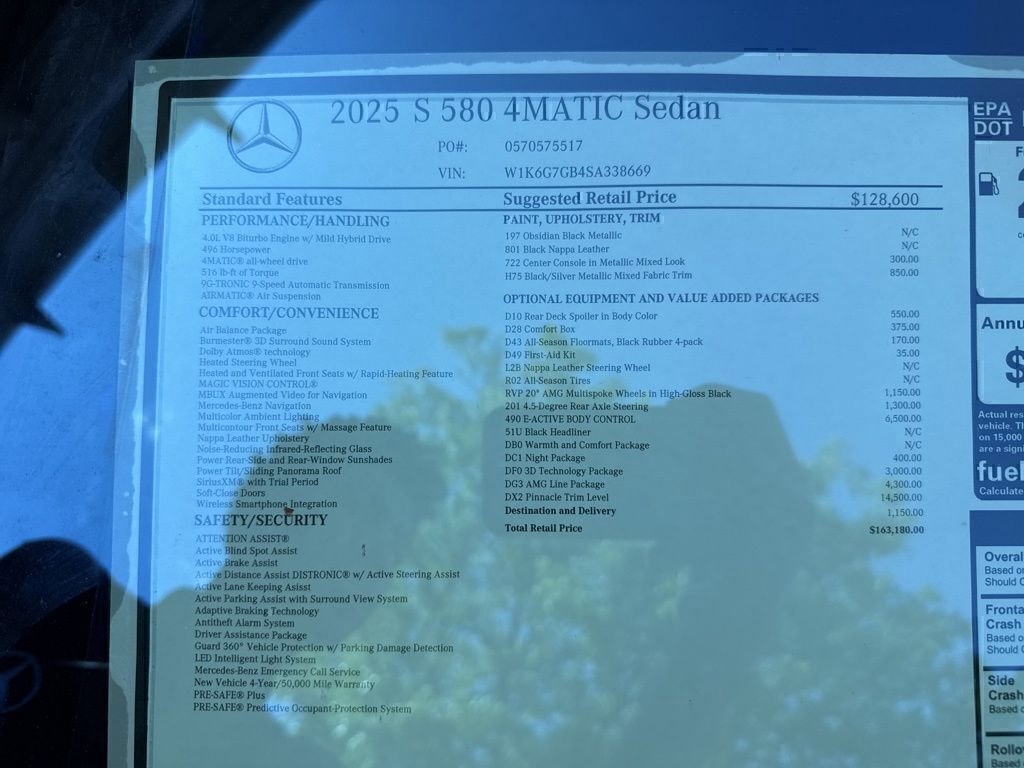 New 2025 Mercedes-Benz S 580 4MATIC Sedan image 13