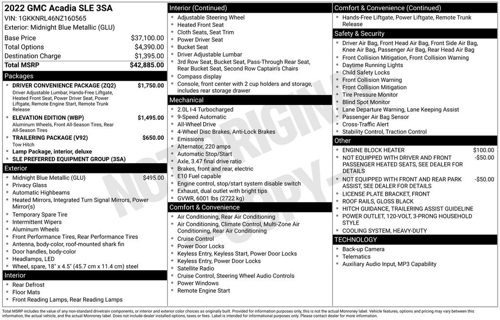 Used 2022 GMC Acadia SLE w/ Driver Convenience Package AWD/4WD image 45