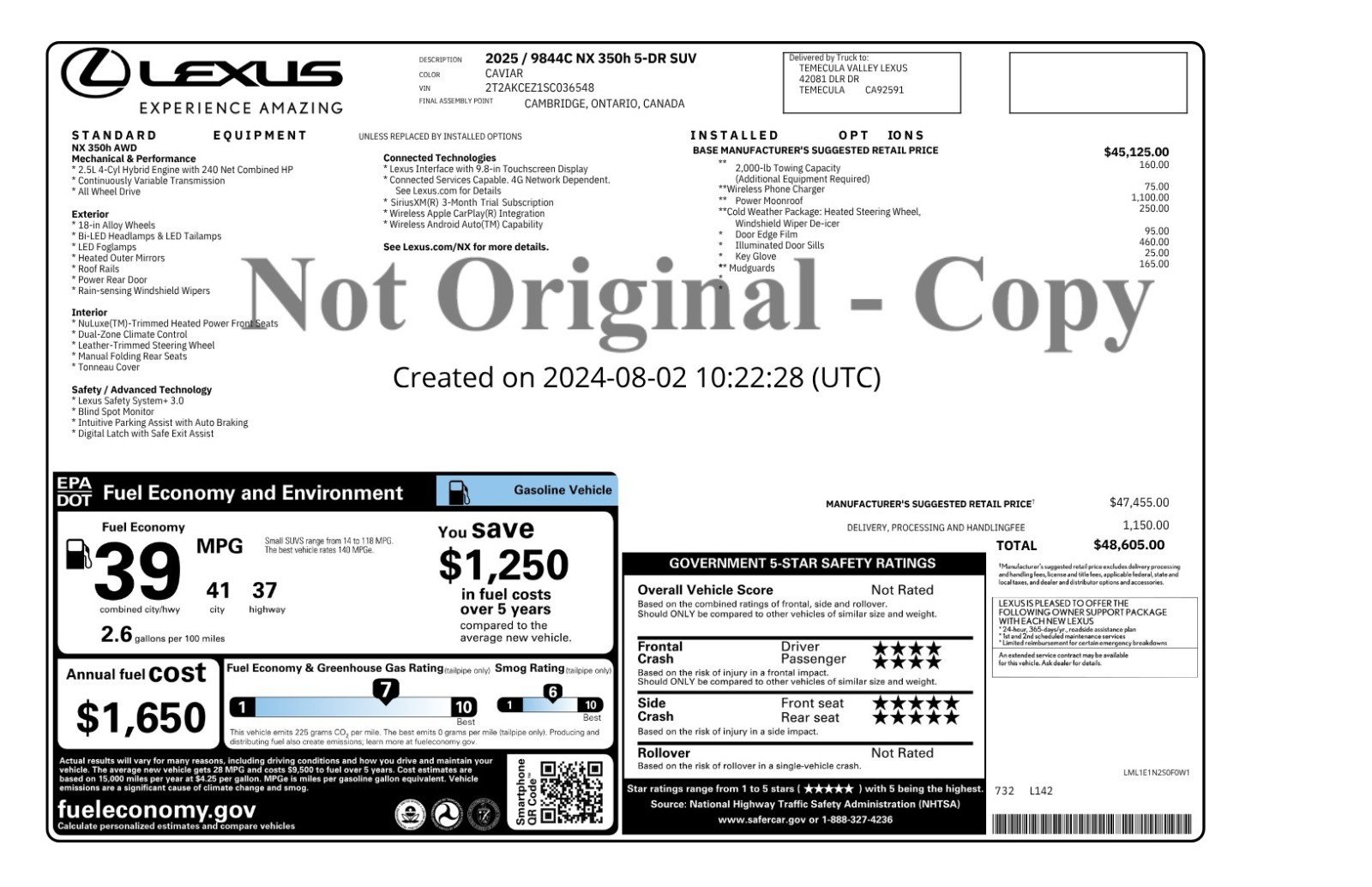 Used 2025 Lexus NX 350h AWD w/ Cold Area Package image 2
