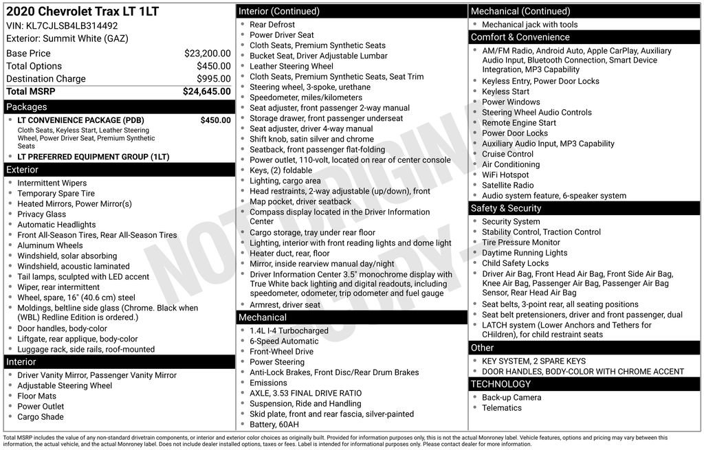 Used 2020 Chevrolet Trax LT w/ LT Convenience Package FWD image 38
