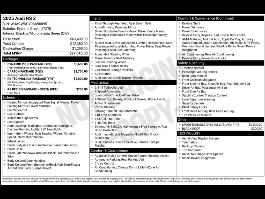 Used 2025 Audi RS 3 w/ Dynamic Plus Package image 3