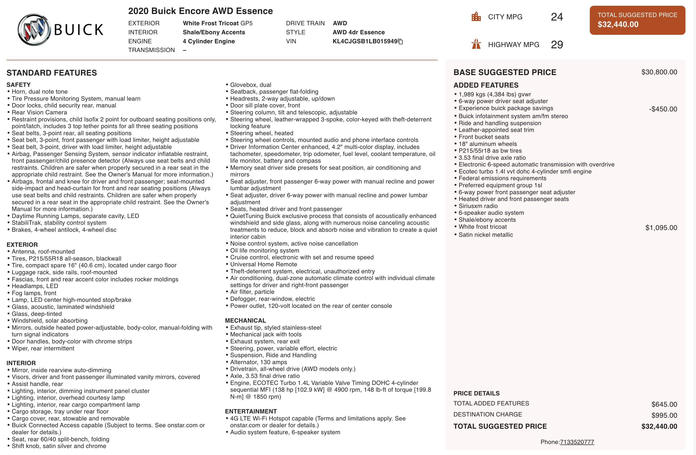 Used 2020 Buick Encore Essence AWD/4WD image 7