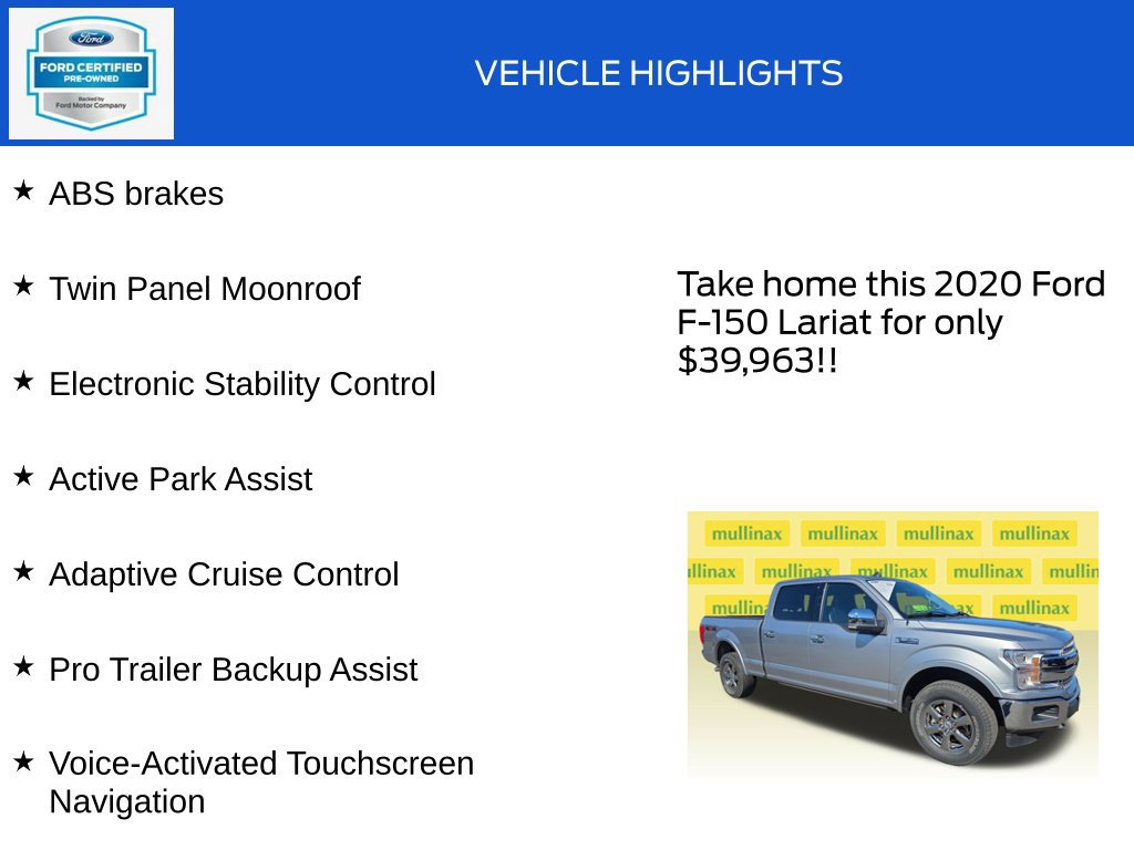 Certified 2020 Ford F150 Lariat w/ Equipment Group 502A Luxury AWD/4WD image 19