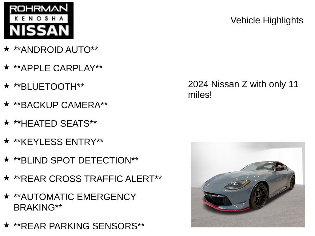 New 2024 Nissan Z NISMO w/ Floor Mat Package image 8