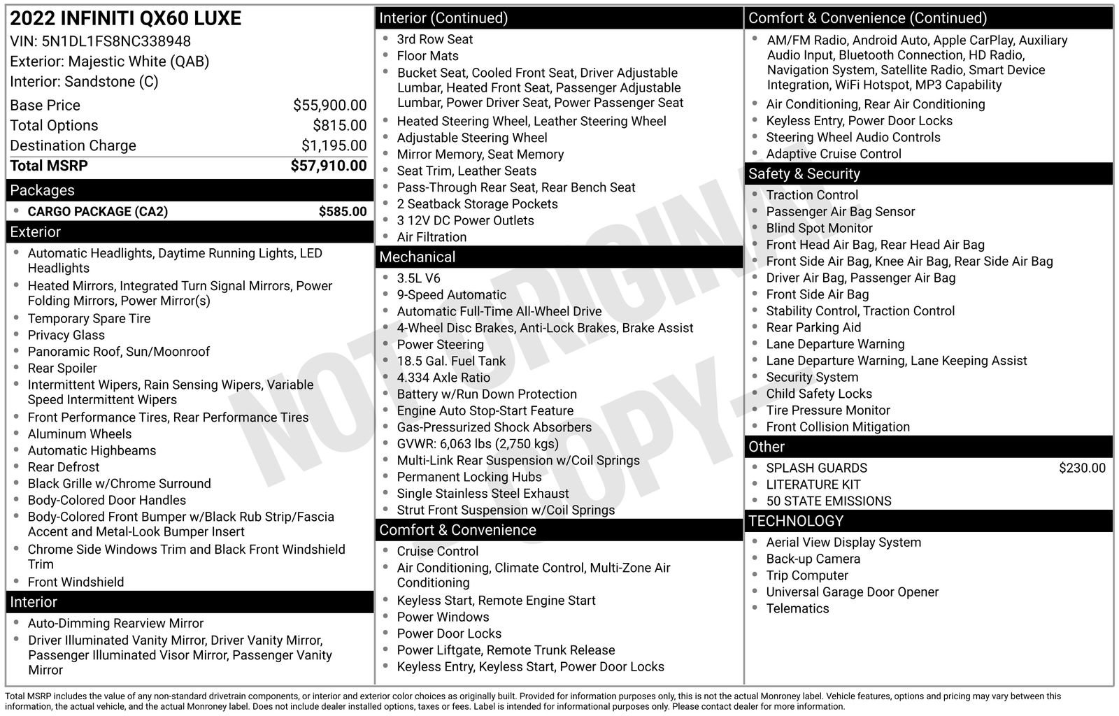 Used 2022 INFINITI QX60 Luxe w/ Cargo Package image 41